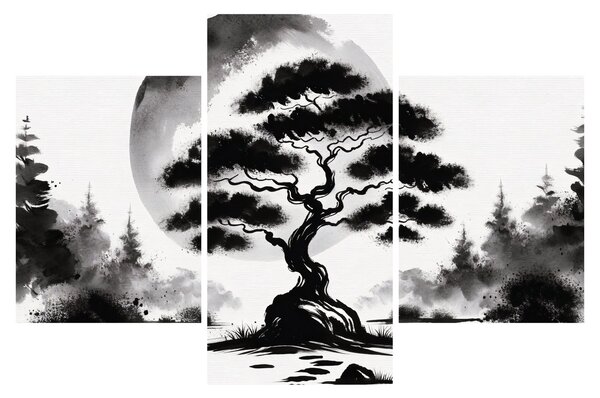Slika – Crno-bijeli bonsai (90x60 cm)