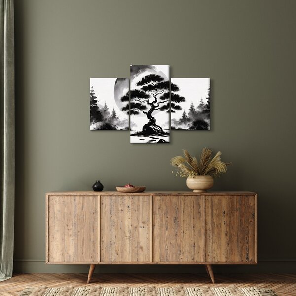 Slika – Crno-bijeli bonsai (90x60 cm)