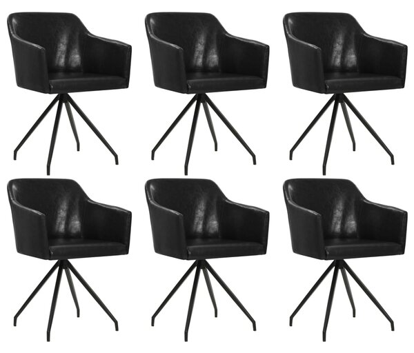 VidaXL Blagovaonske stolice od umjetne kože okretne 6 kom crne
