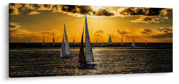 Slika jahte u zalasku sunca (120x50 cm)