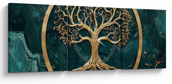Slika – Zlatno drvo života u mramoru (sa satom) (90x30 cm)