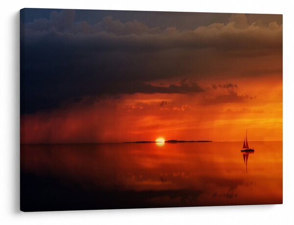 Slika zalaska sunca s jedrilicom (70x50 cm)