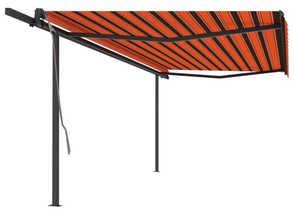 VidaXL Automatska tenda sa stupovima 5x3 m narančasto-smeđa