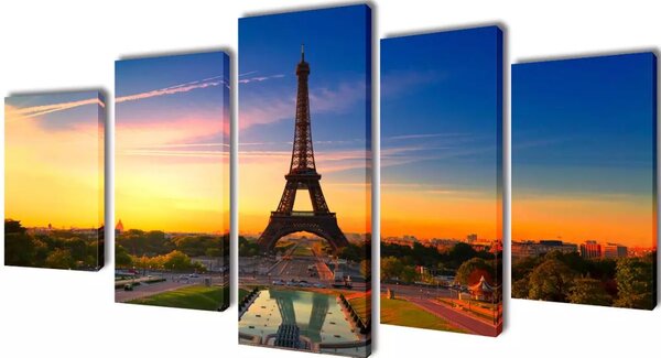 VidaXL Zidne Slike na Platnu Set s Printom Eiffelov Toranj 200 x 100 cm