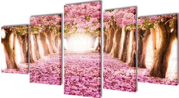 VidaXL Zidne Slike na Platnu s Printom Trešnjinog Cvijeta 200 x 100 cm