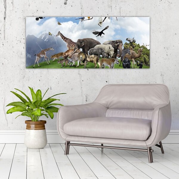 Slika - Živali na otoku (120x50 cm)
