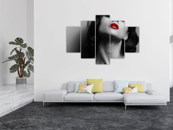 Slika - Portret ženske z rdečo šminko (150x105 cm)