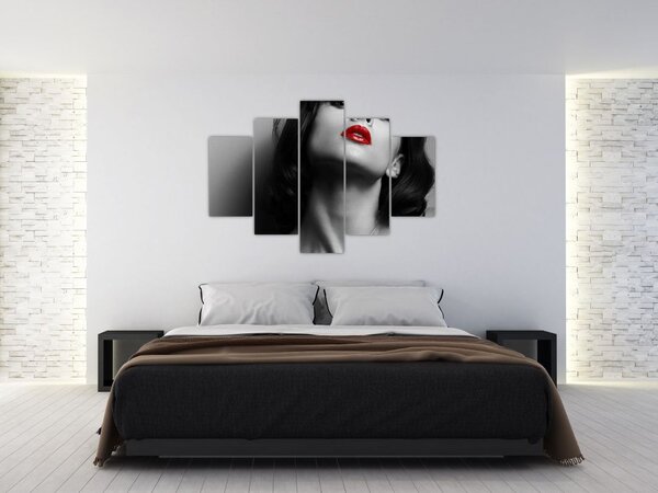 Slika - Portret ženske z rdečo šminko (150x105 cm)