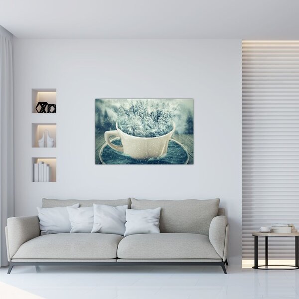 Slika - Zimski svet v skodelici (90x60 cm)