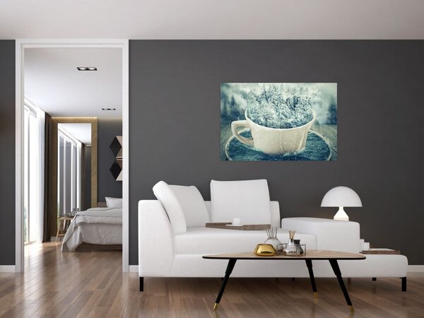 Slika - Zimski svet v skodelici (90x60 cm)