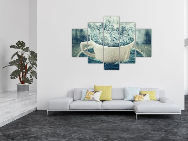 Slika - Zimski svet v skodelici (150x105 cm)
