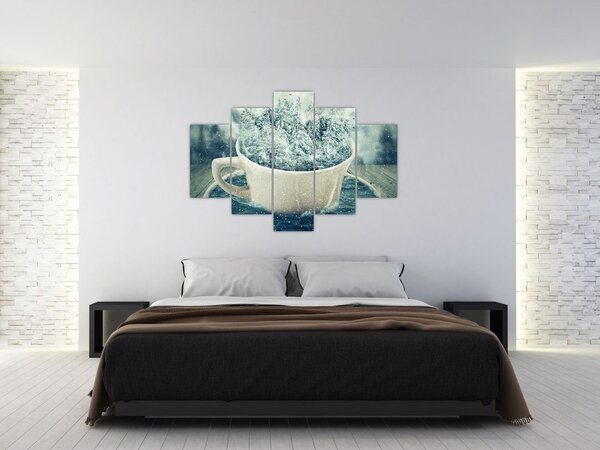 Slika - Zimski svet v skodelici (150x105 cm)