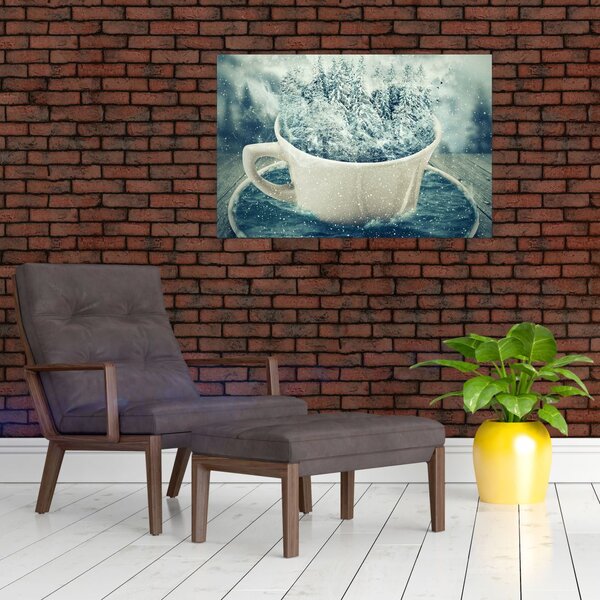 Slika - Zimski svet v skodelici (90x60 cm)