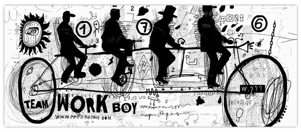 Slika - Timsko delo, kolesarjenje (120x50 cm)