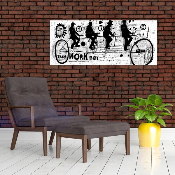 Slika - Timsko delo, kolesarjenje (120x50 cm)