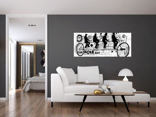 Slika - Timsko delo, kolesarjenje (120x50 cm)