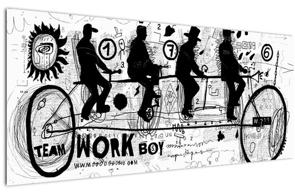 Slika - Timsko delo, kolesarjenje (120x50 cm)