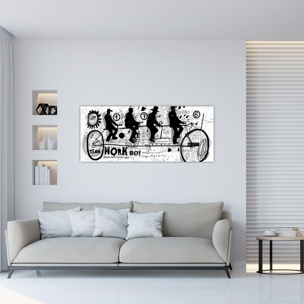 Slika - Timsko delo, kolesarjenje (120x50 cm)