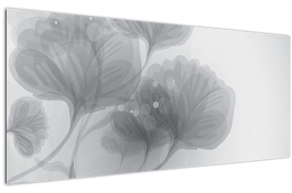 Slika rož v odtenkih sive (120x50 cm)