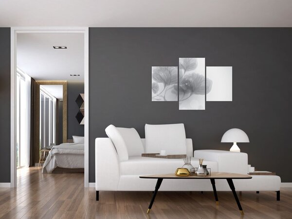 Slika rož v odtenkih sive (90x60 cm)