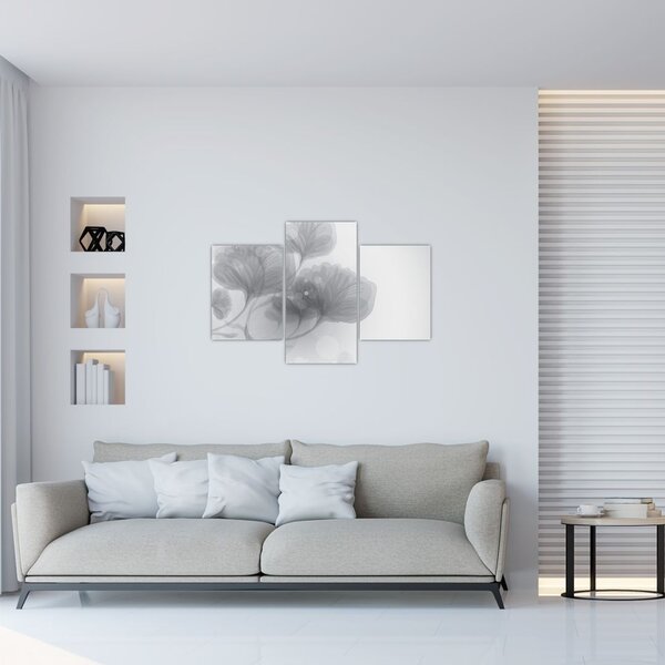 Slika rož v odtenkih sive (90x60 cm)