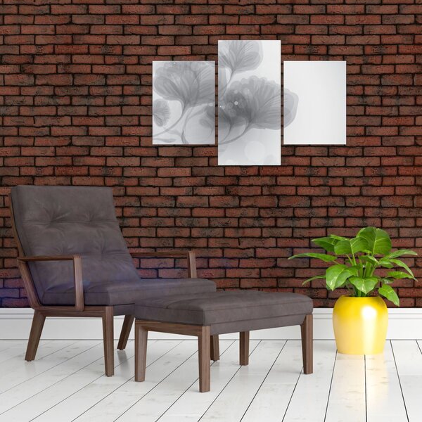 Slika rož v odtenkih sive (90x60 cm)