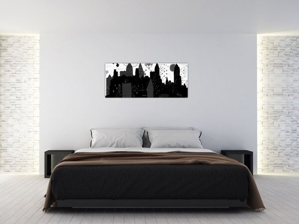 Slika - Mesto z napisi in vzorci (120x50 cm)