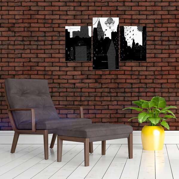 Slika - Mesto z napisi in vzorci (90x60 cm)