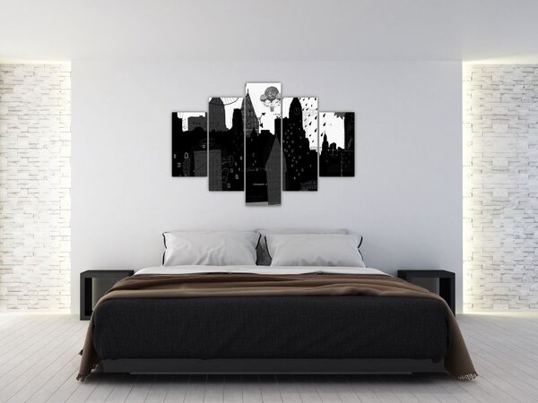 Slika - Mesto z napisi in vzorci (150x105 cm)