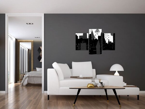 Slika - Mesto z napisi in vzorci (90x60 cm)