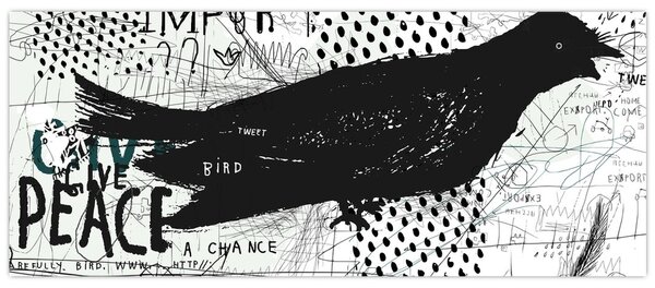 Slika - Ulična umetnost - ptica (120x50 cm)