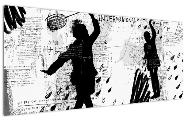 Slika - Ulična umetnost - vrvež (120x50 cm)