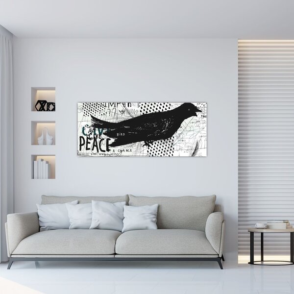 Slika - Ulična umetnost - ptica (120x50 cm)