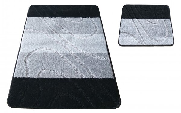 Set kupaonskih tepiha u crnoj boji 50 cm x 80 cm + 40 cm x 50 cm