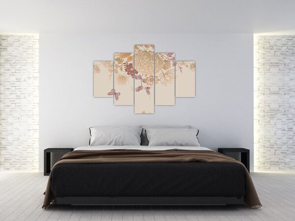 Slika - Vintage rože in metulji (150x105 cm)