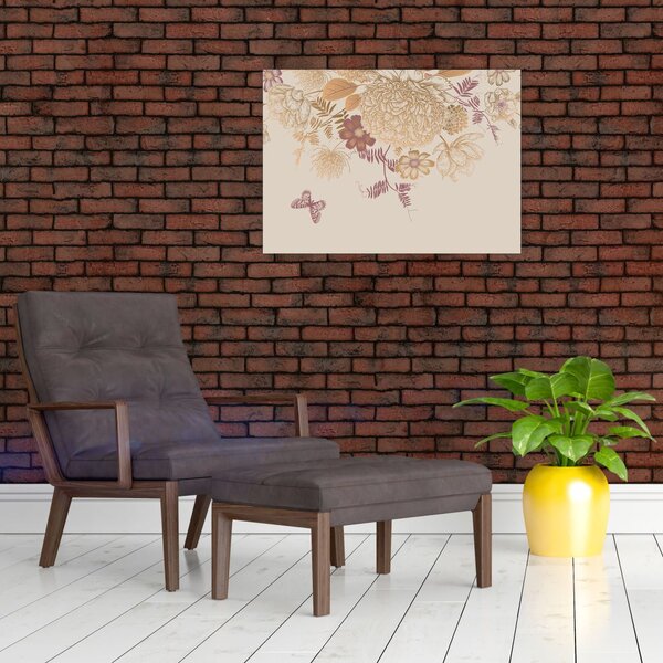 Slika - Vintage rože in metulji (70x50 cm)