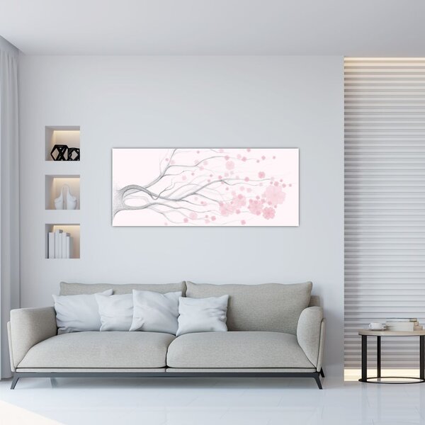 Slika - Rožnate rože (120x50 cm)