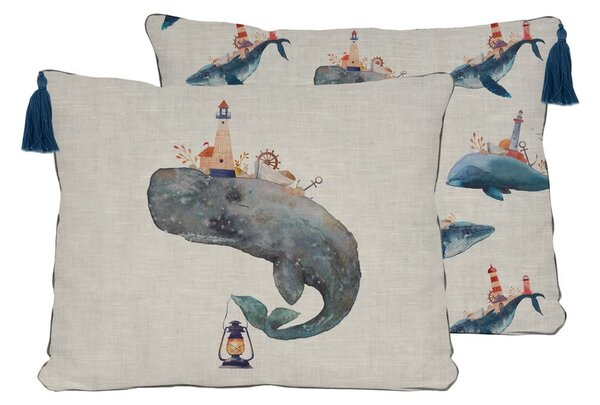 Set od 2 jastuka od mješavine lana Little Nice Things Whale, 50 x 35 cm