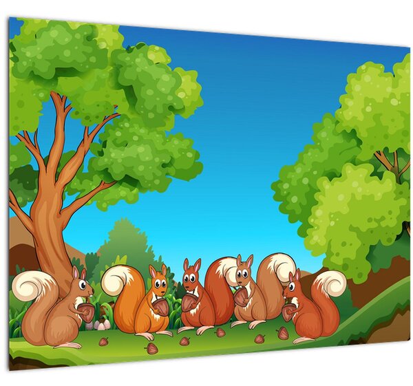 Slika - Vesele veverice (70x50 cm)