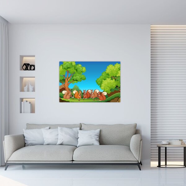 Slika - Vesele veverice (90x60 cm)