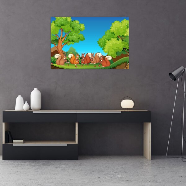 Slika - Vesele veverice (90x60 cm)