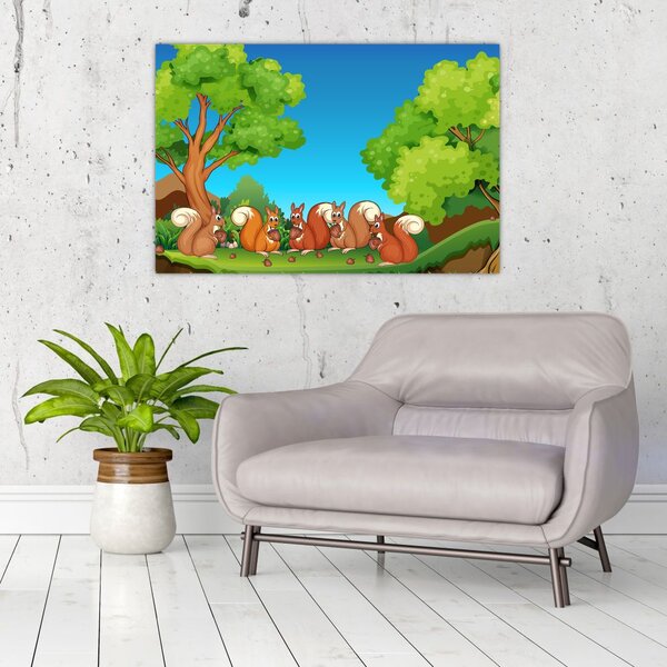 Slika - Vesele veverice (90x60 cm)