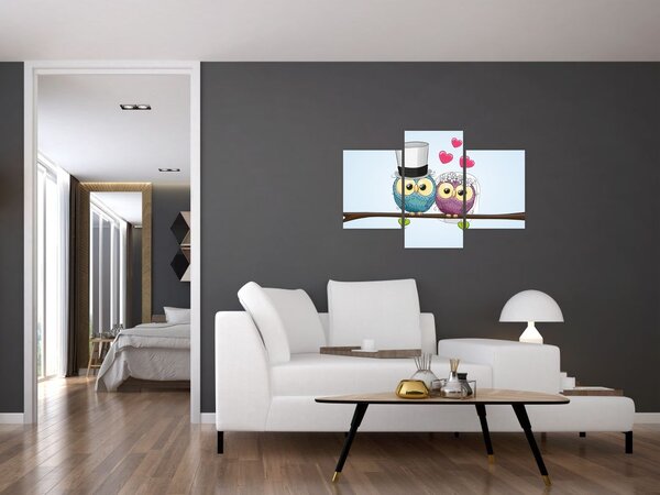 Slika - Zaljubljene sove (90x60 cm)