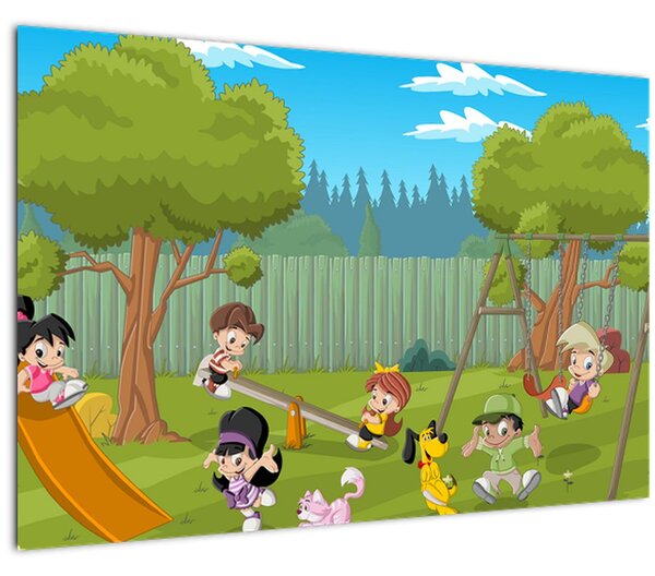 Slika - Otroci na igrišču (90x60 cm)