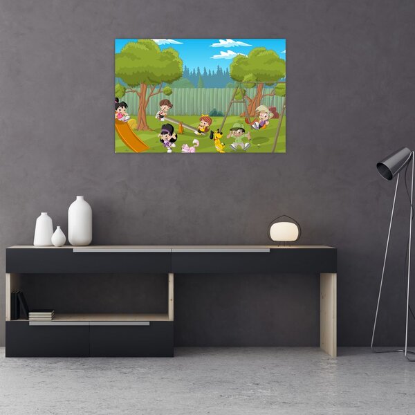 Slika - Otroci na igrišču (90x60 cm)