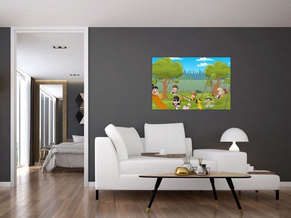 Slika - Otroci na igrišču (90x60 cm)