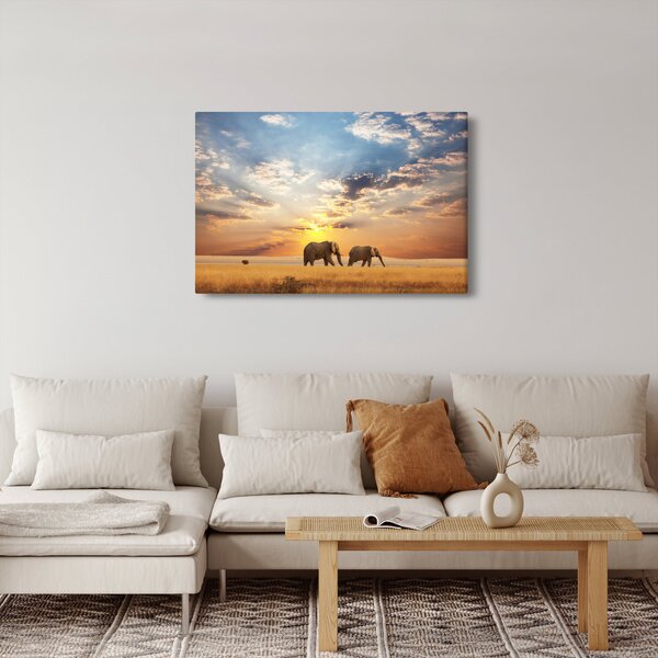 Slika - Slonovi lutaju savanom (90x60 cm)