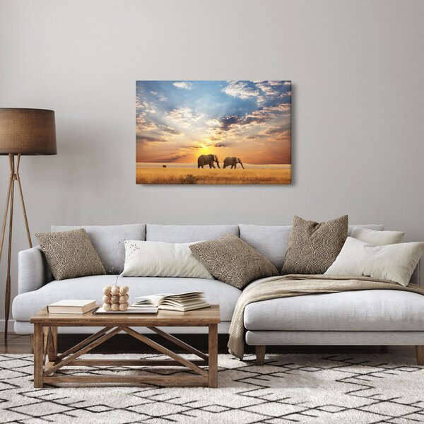 Slika - Slonovi lutaju savanom (90x60 cm)