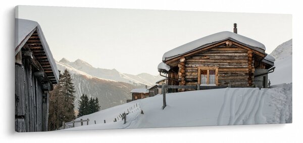 Slika - planinarska koliba u snijegu (120x50 cm)