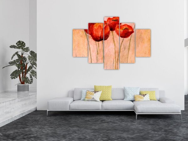 Slika - Rdeči tulipani (150x105 cm)
